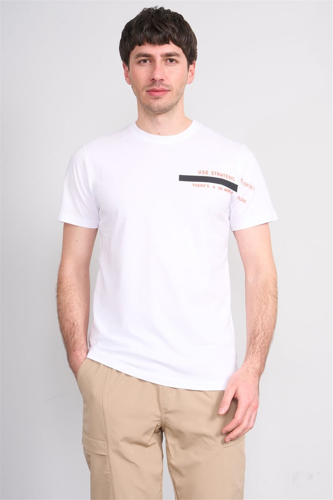Çetinkaya Mentality 4523 Bisiklet Yaka Regular Modelli T-shirt Beyaz