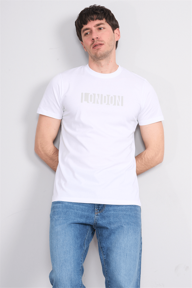 Çetinkaya Mentality 4526 Bisiklet Yaka Regular Modelli T-shirt Beyaz