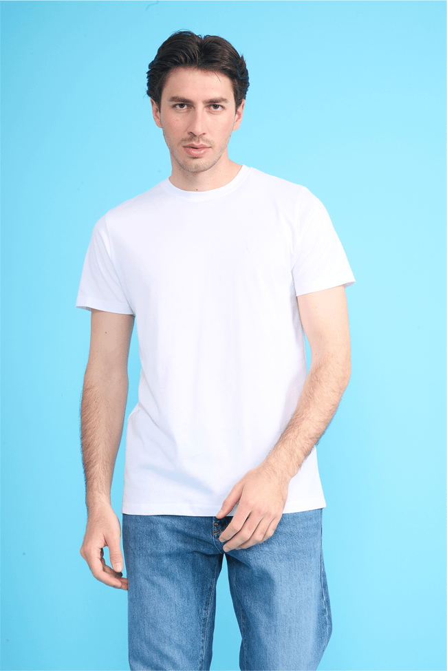 Çetinkaya Mentality 4528 Bisiklet Yaka Regular Modelli T-shirt Beyaz