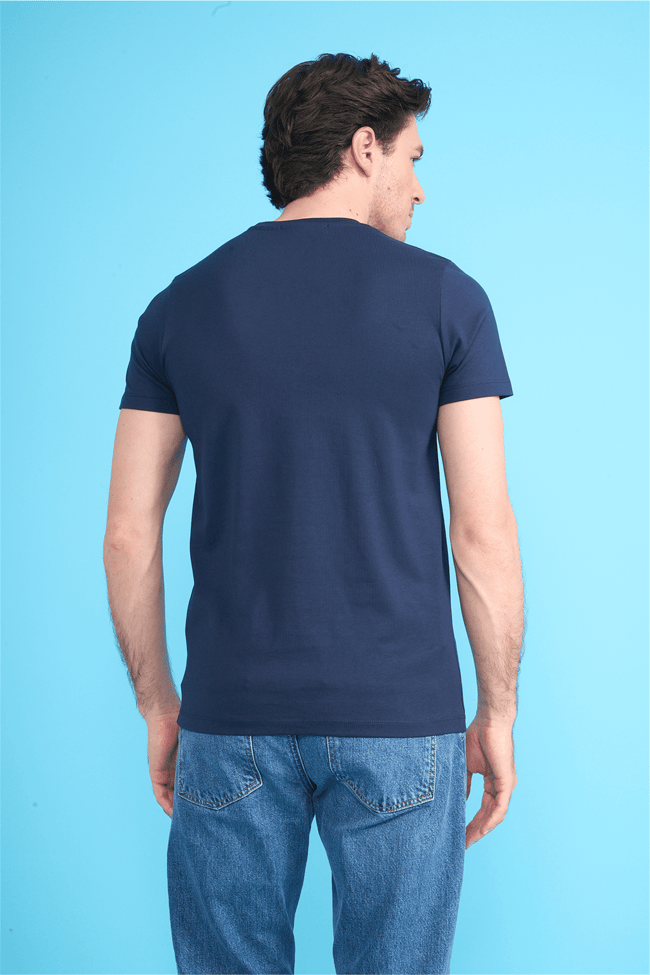 Çetinkaya Mentality 4528 Bisiklet Yaka Regular Modelli T-shirt Lacivert