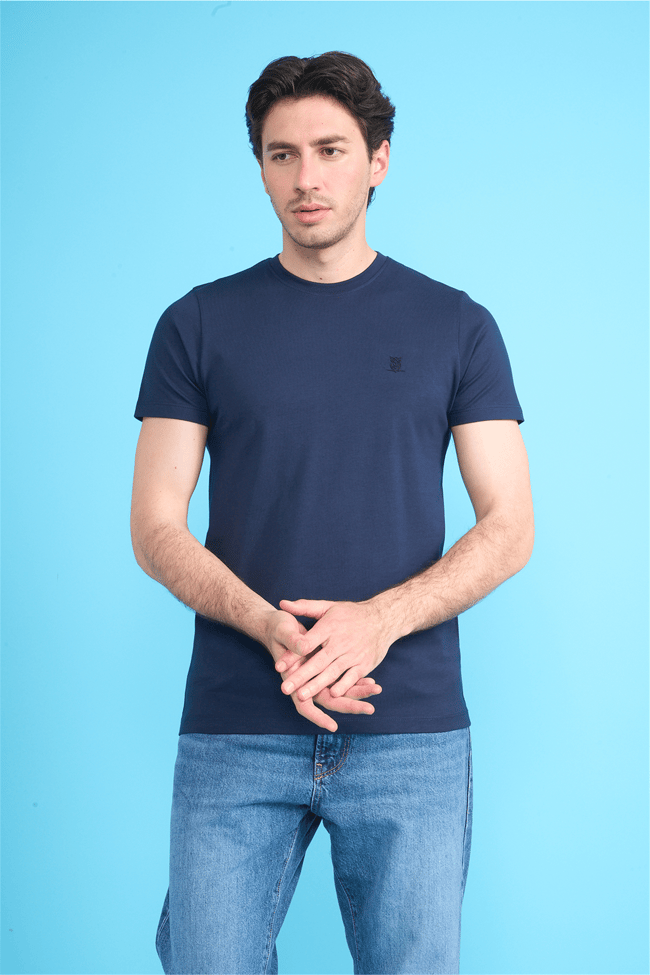 Çetinkaya Mentality 4528 Bisiklet Yaka Regular Modelli T-shirt Lacivert