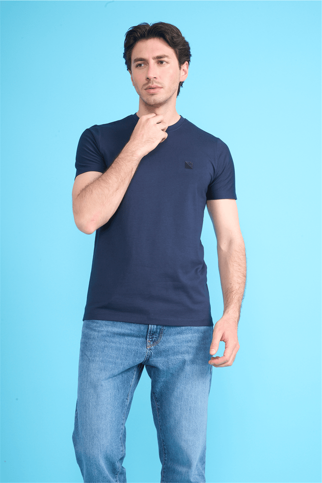 Çetinkaya Mentality 4529 Bisiklet Yaka Regular Modelli T-shirt Lacivert