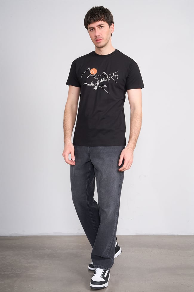 Çetinkaya Mentality 4530 Bisiklet Yaka Regular Modelli T-shirt Siyah
