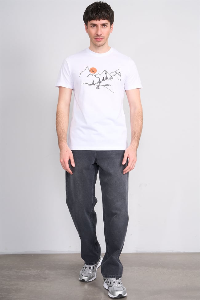 Çetinkaya Mentality 4530 Bisiklet Yaka Regular Modelli T-shirt Beyaz