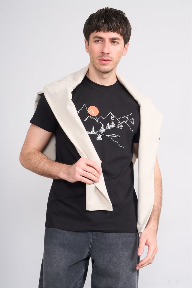 Çetinkaya Mentality 4530 Bisiklet Yaka Regular Modelli T-shirt Siyah
