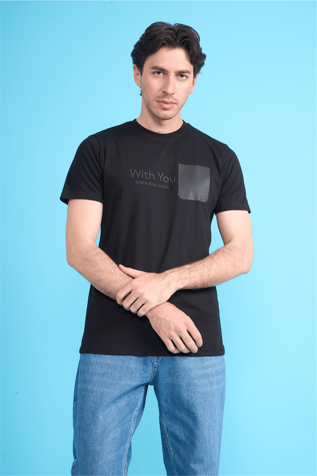 Çetinkaya Mentality 4533 Bisiklet Yaka Regular Modelli T-shirt Siyah