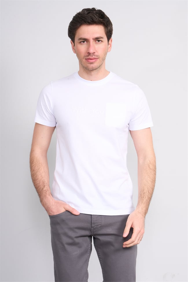 Çetinkaya Mentality 4533 Bisiklet Yaka Regular Modelli T-shirt Beyaz