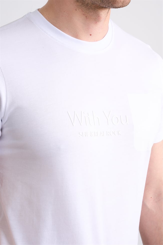 Çetinkaya Mentality 4533 Bisiklet Yaka Regular Modelli T-shirt Beyaz
