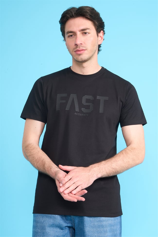 Çetinkaya Mentality 4534 Bisiklet Yaka Regular Modelli T-shirt Siyah
