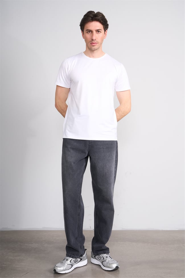 Çetinkaya Mentality 4538 Bisiklet Yaka Regular Basic T-shirt Beyaz