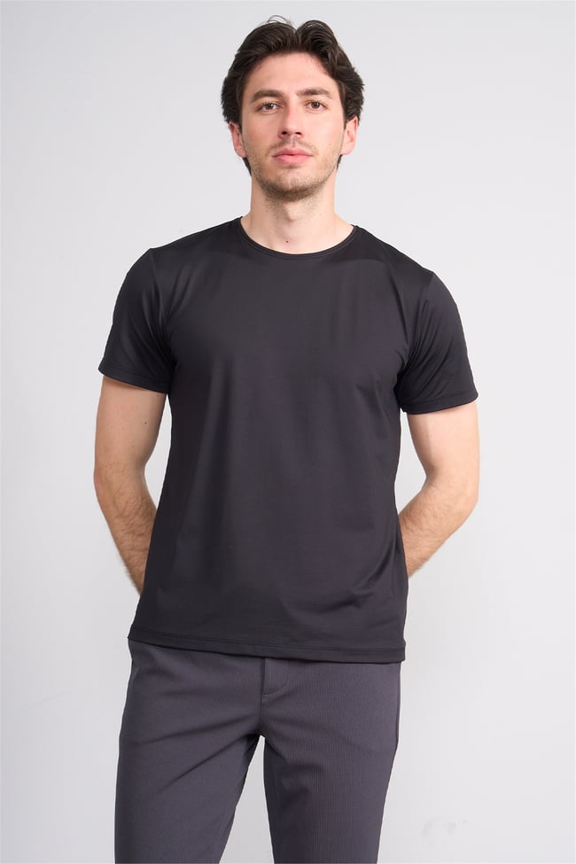 Çetinkaya Mentality 4538 Bisiklet Yaka Regular Basic T-shirt Siyah