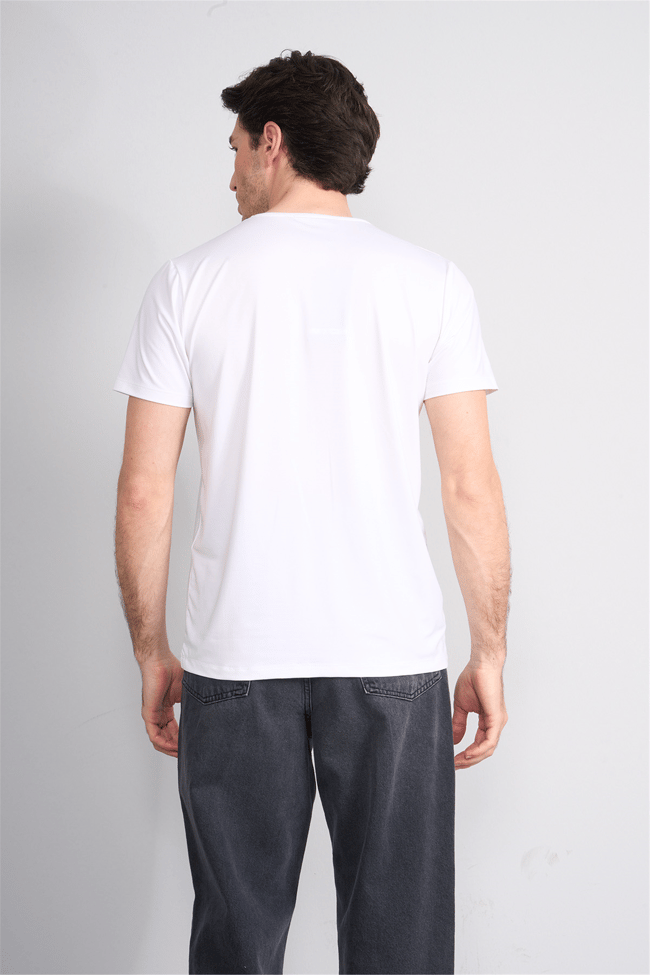Çetinkaya Mentality 4538 Bisiklet Yaka Regular Basic T-shirt Beyaz