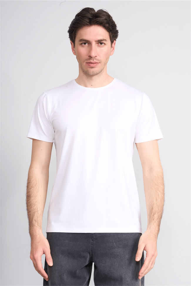 Çetinkaya Mentality 4538 Bisiklet Yaka Regular Basic T-shirt Beyaz