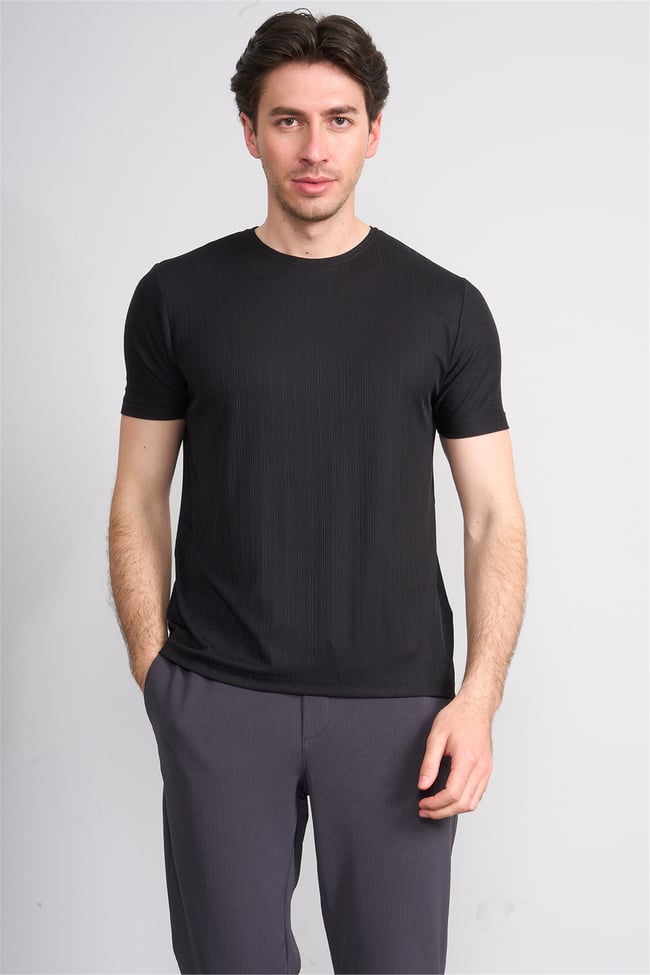 Çetinkaya Mentality 4539 Bisiklet Yaka Regular Modelli T-shirt Siyah