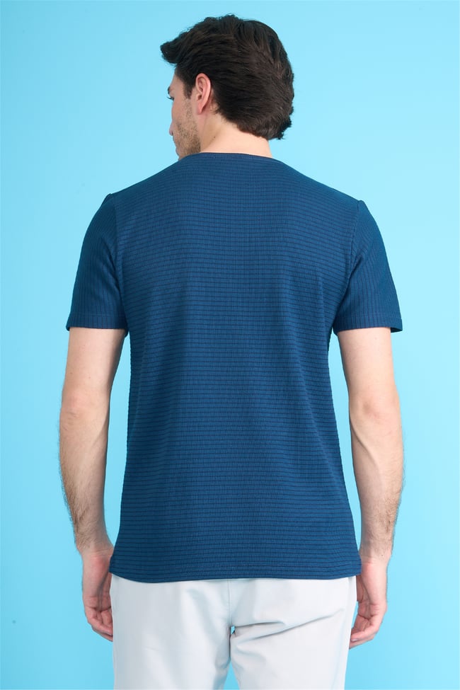 Çetinkaya Mentality 4542 Bisiklet Yaka Regular Modelli T-shirt İndigo