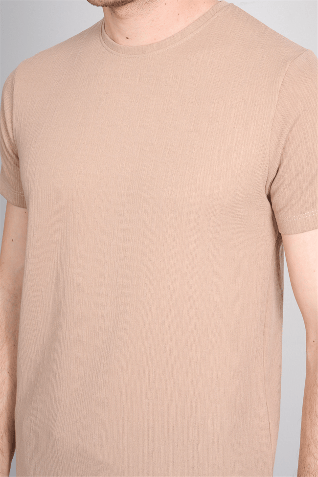 Çetinkaya Mentality 4544 Bisiklet Yaka Regular Modelli T-shirt Bej