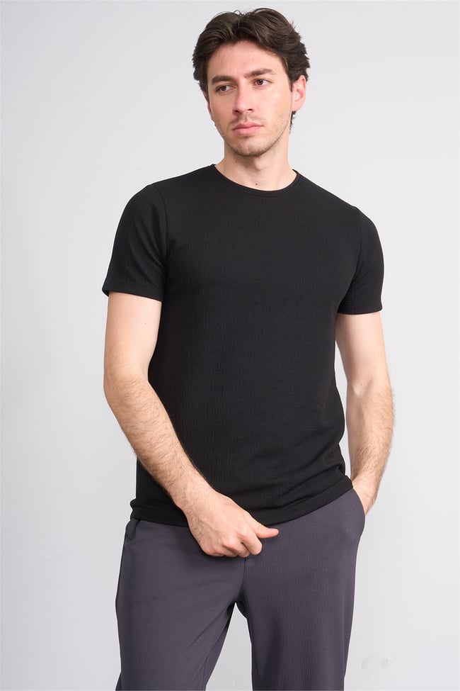 Çetinkaya Mentality 4544 Bisiklet Yaka Regular Modelli T-shirt Siyah