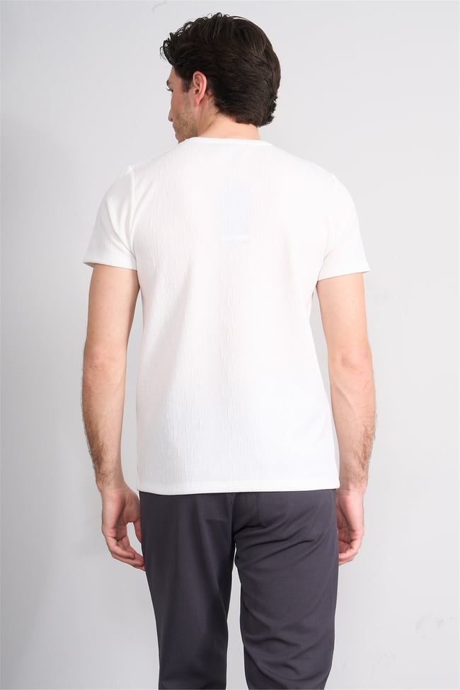 Çetinkaya Mentality 4544 Bisiklet Yaka Regular Modelli T-shirt Beyaz