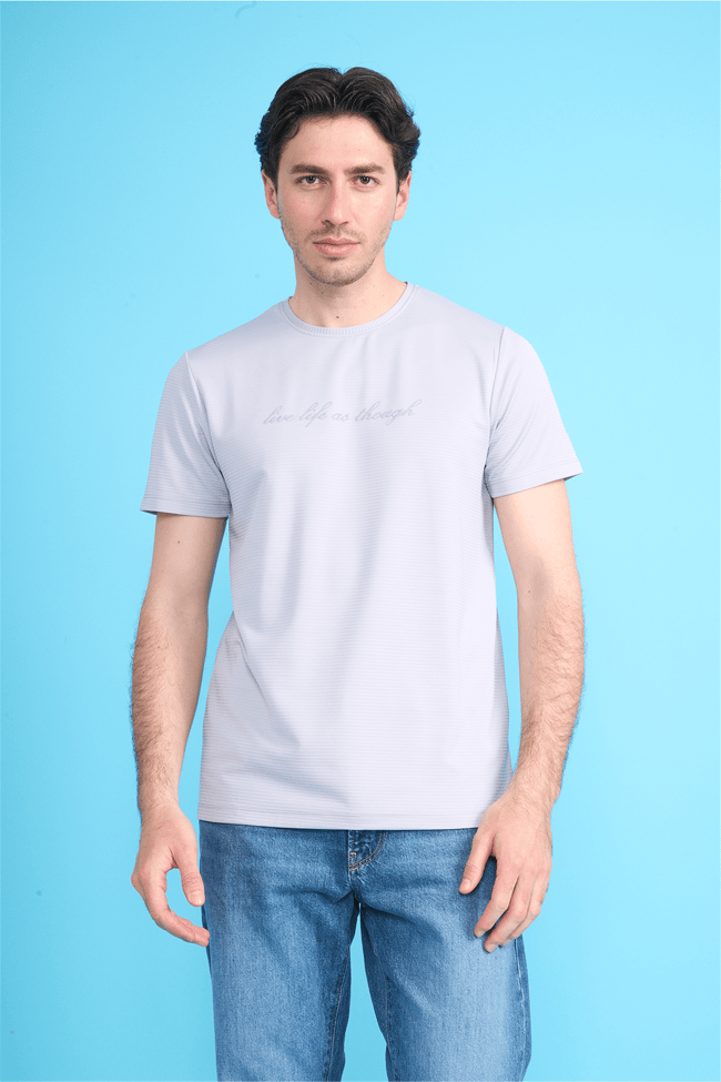Çetinkaya Mentality 4545 Bisiklet Yaka Regular Baskılı T-shirt Gri