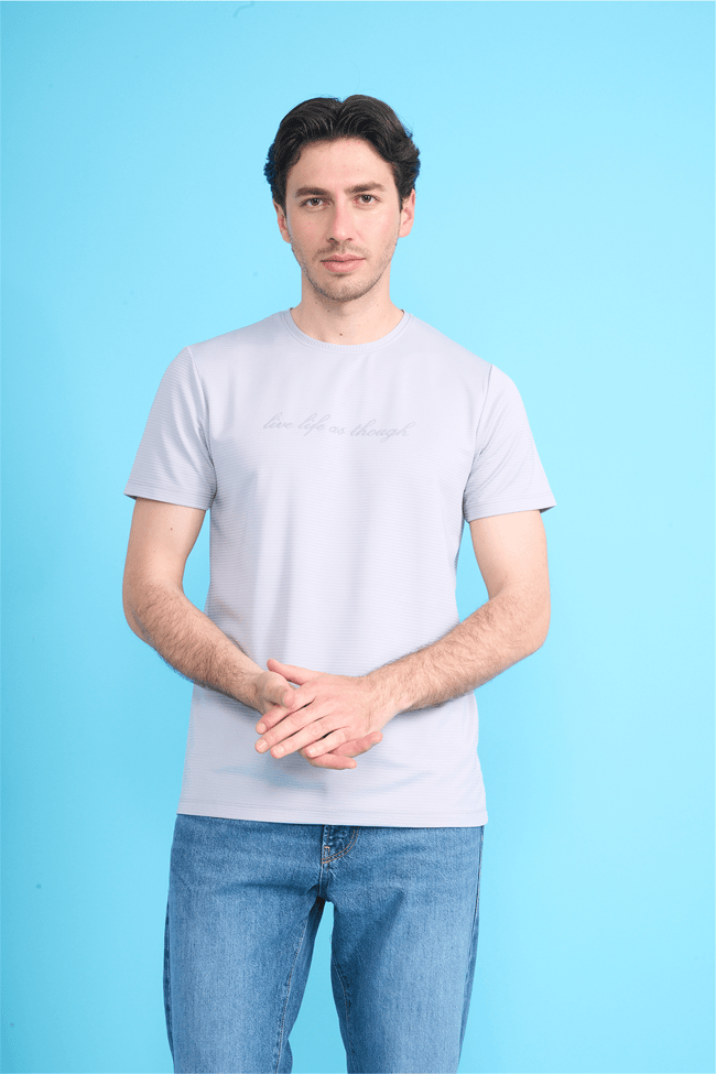 Çetinkaya Mentality 4545 Bisiklet Yaka Regular Baskılı T-shirt Gri