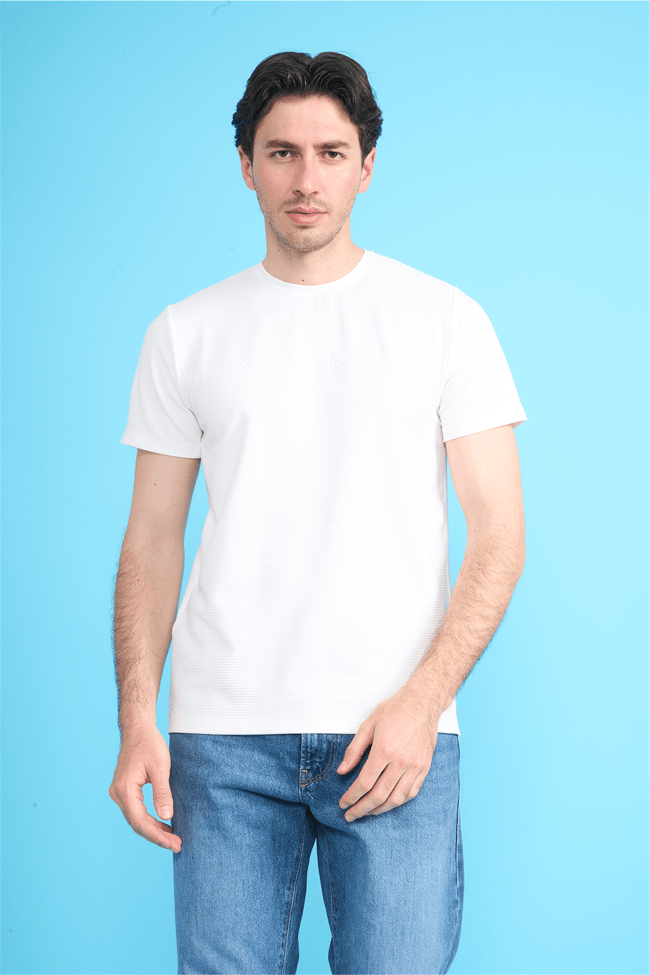 Çetinkaya Mentality 4545 Bisiklet Yaka Regular Baskılı T-shirt Beyaz