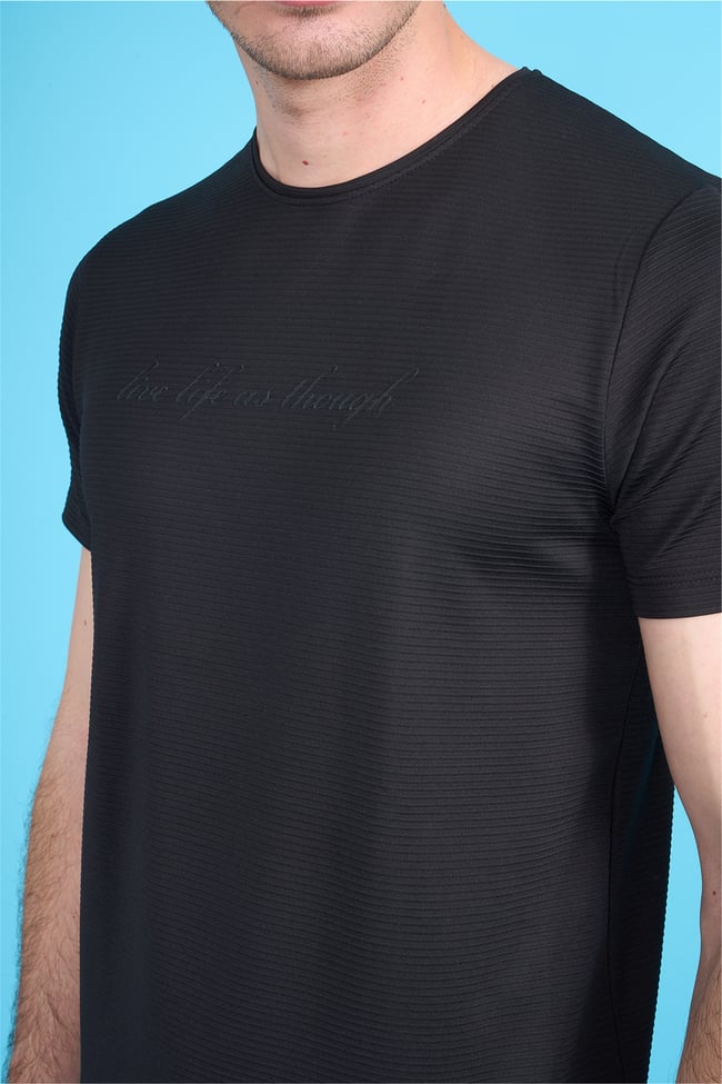 Çetinkaya Mentality 4545 Bisiklet Yaka Regular Baskılı T-shirt Siyah