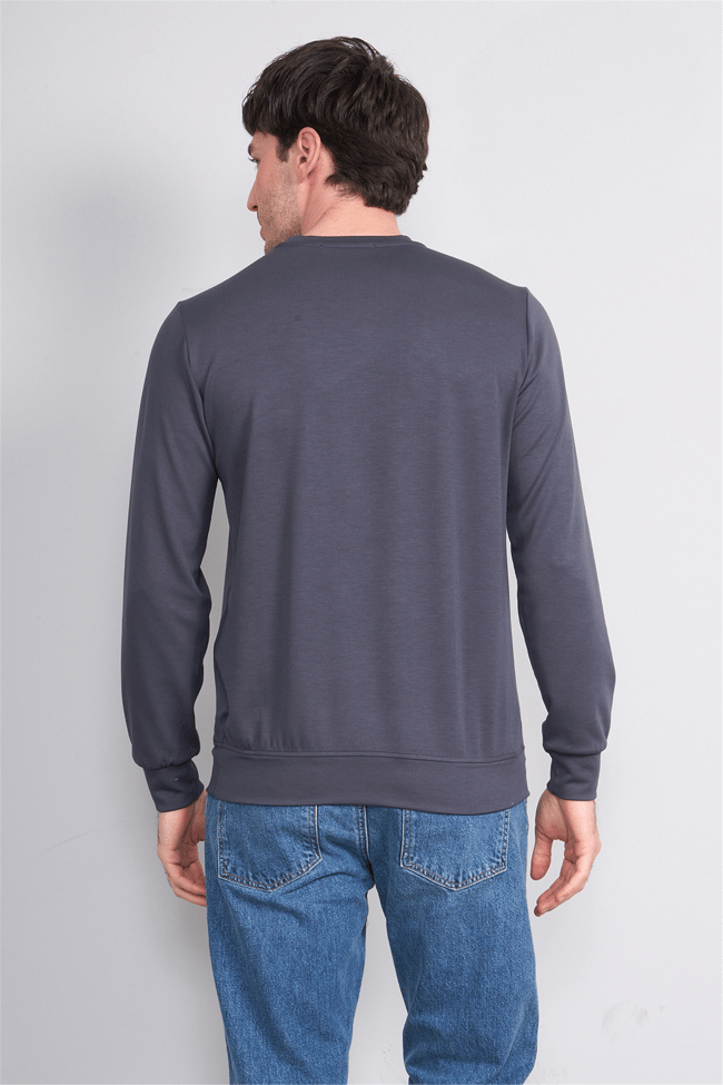 Çetinkaya Mentality 4546 Bisiklet Yaka Uzun Kol Regular T-shirt Antrasit