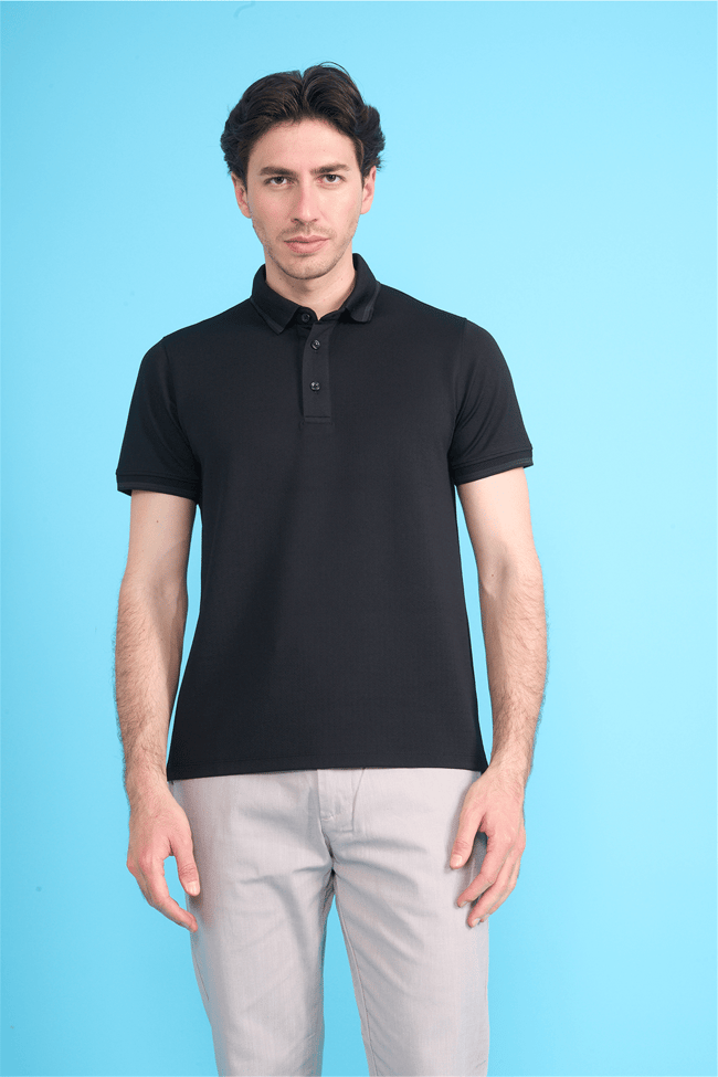 Çetinkaya Mentality 4555 Polo Yaka Regular Modelli T-shirt Siyah
