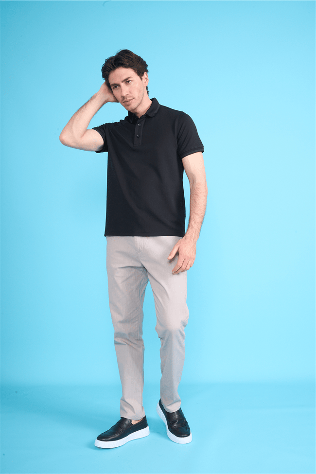 Çetinkaya Mentality 4555 Polo Yaka Regular Modelli T-shirt Siyah