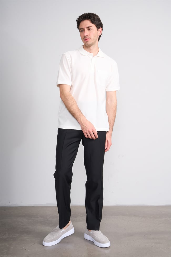 Çetinkaya Mentality 4591 Polo Yaka Regular Modelli T-shirt Beyaz