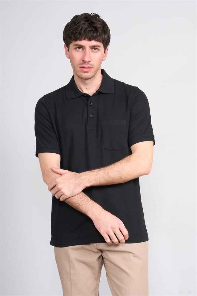 Çetinkaya Mentality 4592 Polo Yaka Regular Modelli T-shirt Siyah