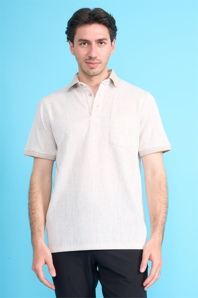 Çetinkaya Mentality 4593 Polo Yaka Regular Modelli T-shirt Bej