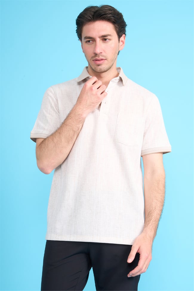 Çetinkaya Mentality 4593 Polo Yaka Regular Modelli T-shirt Bej