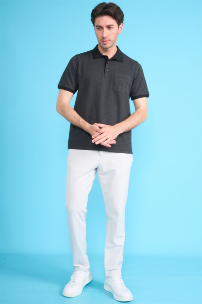 Çetinkaya Mentality 4595 Polo Yaka Regular Modelli T-shirt Siyah