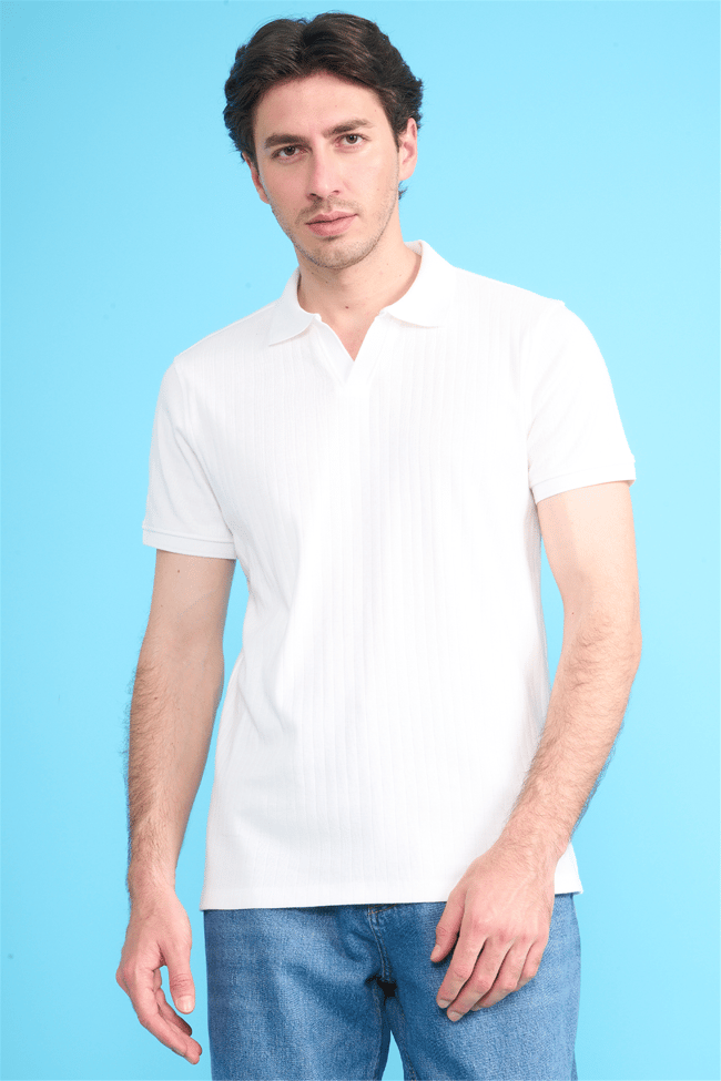Çetinkaya Mentality 4602 Polo Yaka Regular Modelli T-shirt Beyaz