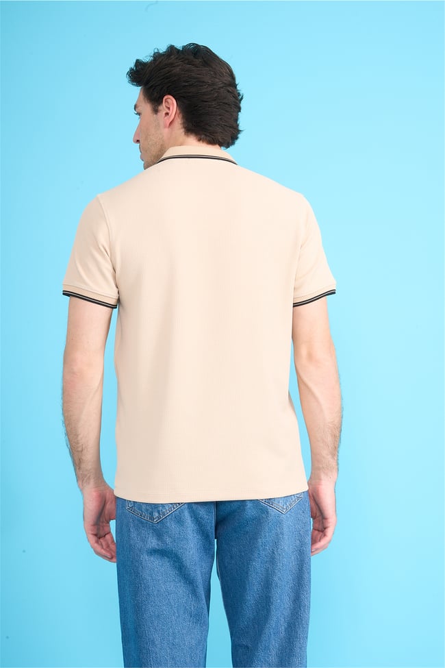 Çetinkaya Mentality 4604 Polo Yaka Regular Modelli T-shirt Bej