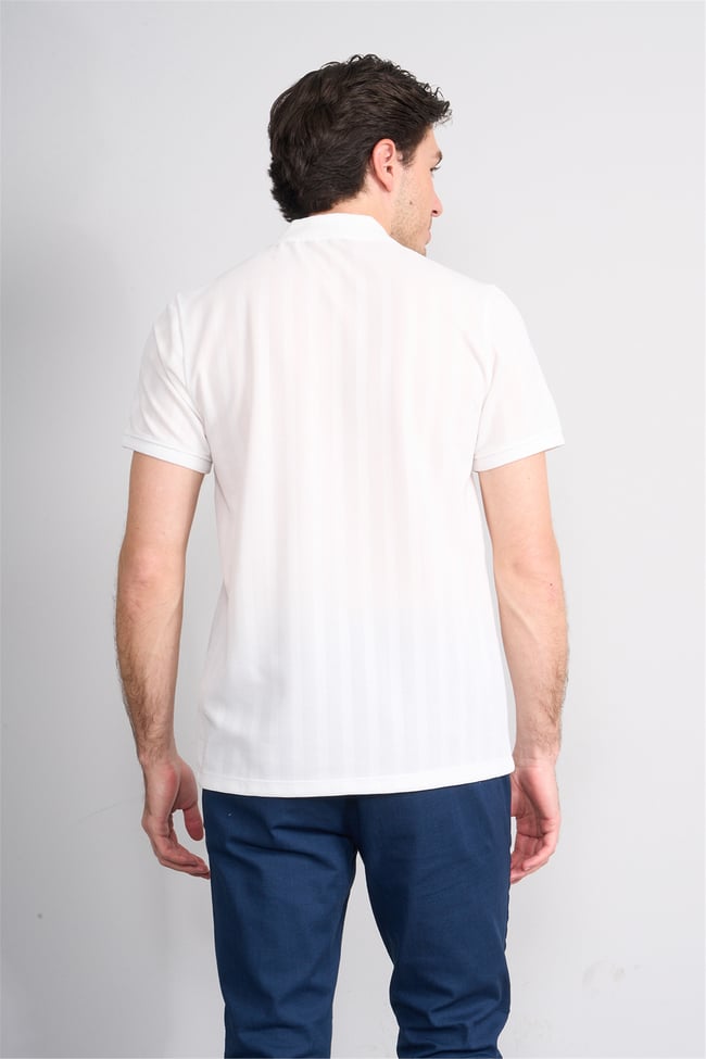 Çetinkaya Mentality 4611 Fermuarlı Polo Yaka Regular Modelli T-shirt Beyaz