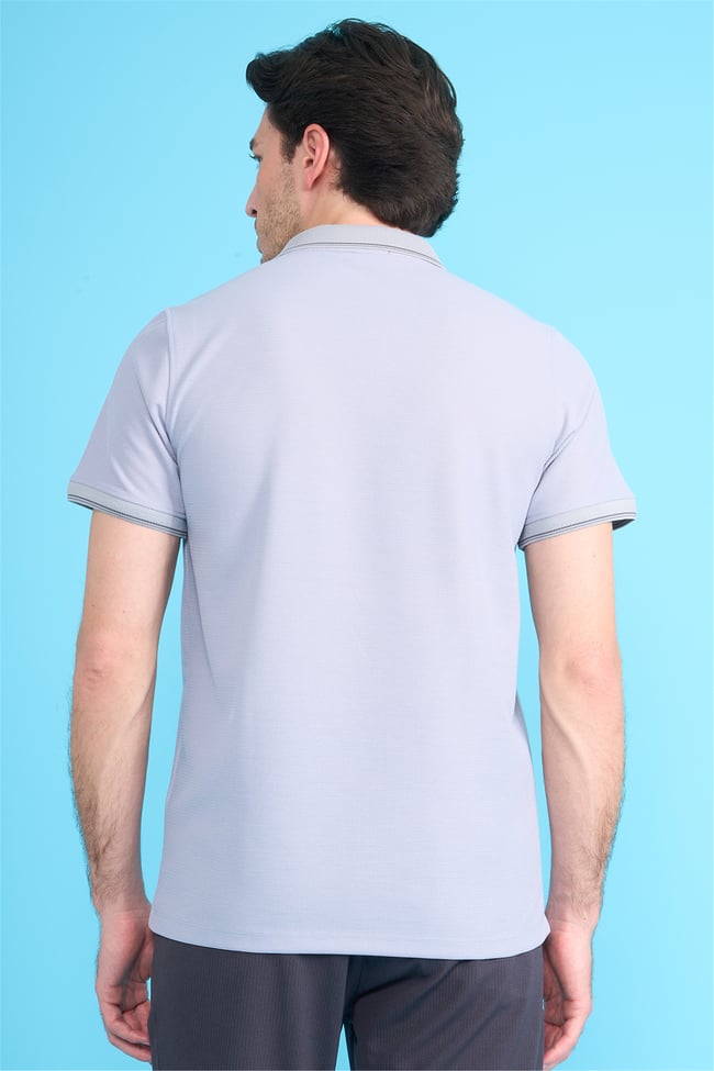 Çetinkaya Mentality 4616 Fermuarlı Polo Yaka Regular Modelli T-shirt Gri
