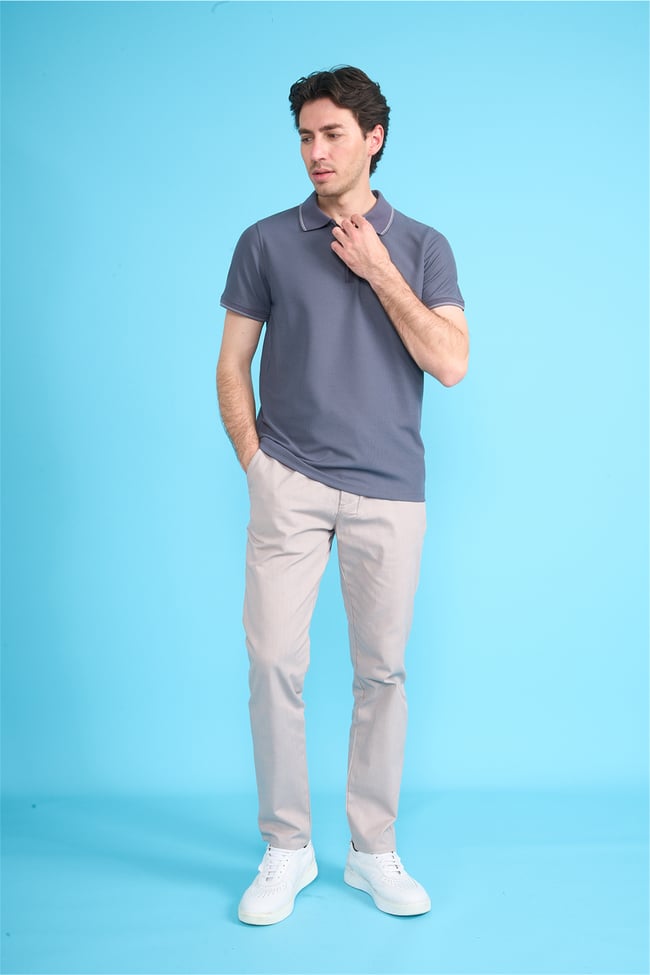 Çetinkaya Mentality 4616 Fermuarlı Polo Yaka Regular Modelli T-shirt Antrasit