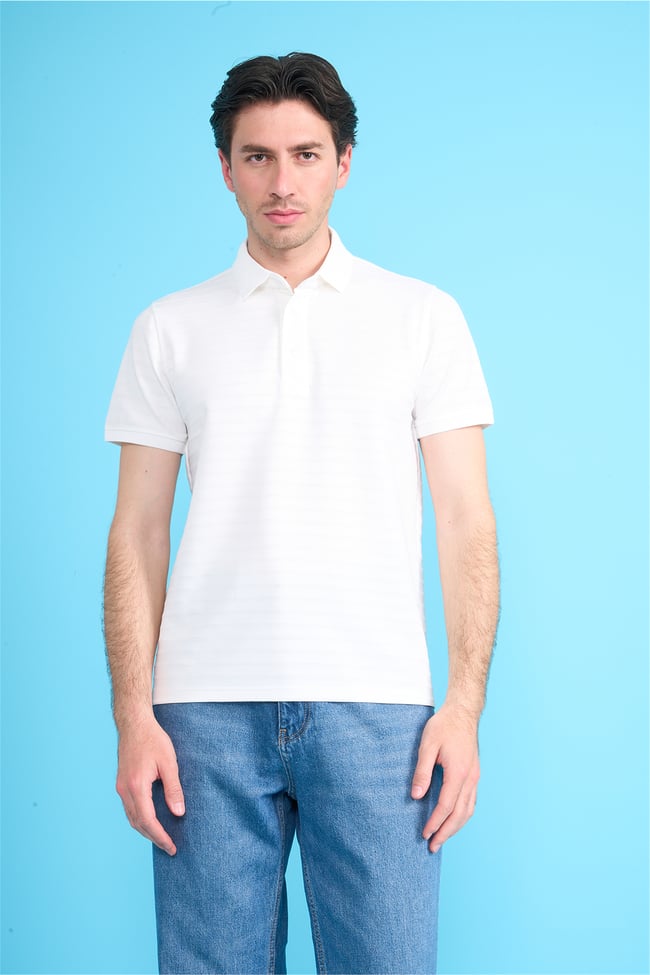 Çetinkaya Mentality 4620 Polo Yaka Regular Modelli T-shirt Beyaz