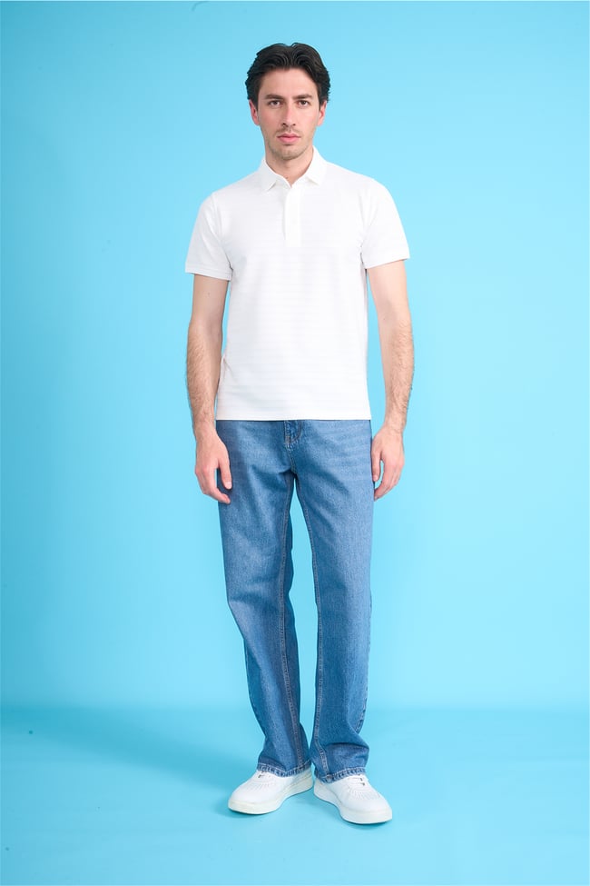 Çetinkaya Mentality 4620 Polo Yaka Regular Modelli T-shirt Beyaz