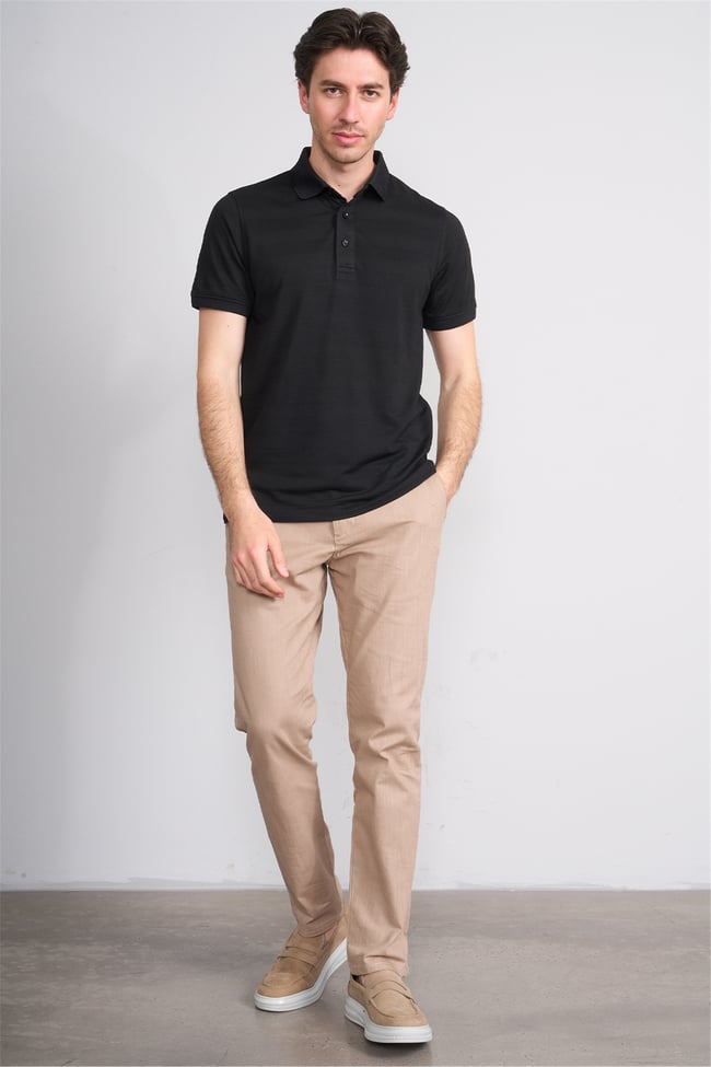 Çetinkaya Mentality 4622 Polo Yaka Regular Modelli T-shirt Siyah
