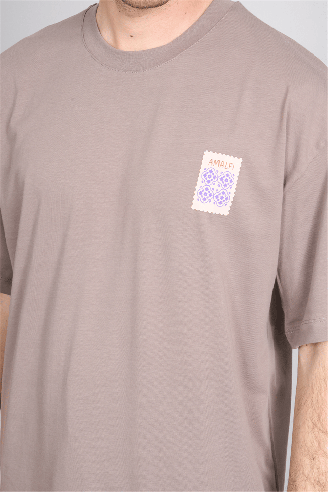 Çetinkaya Mentality 4640 Bisiklet Yaka Relax Fit Baskılı T-shirt Koyu Vizon