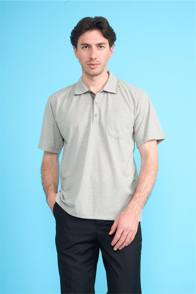Çetinkaya Mentality 4706 Polo Yaka Regular Ringel Jakar T-shirt Haki - Beyaz