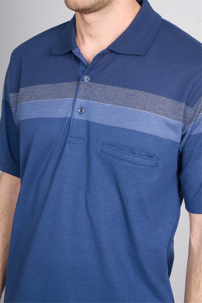 Çetinkaya Mentality 4717 Polo Yaka Regular Ringel Jakar T-shirt Lacivert