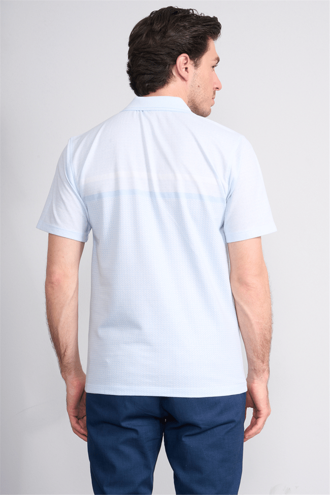 Çetinkaya Mentality 4719 Polo Yaka Regular Ringel Jakar T-shirt Mavi