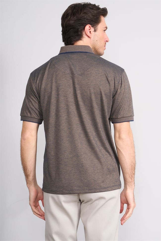 Çetinkaya Mentality 4742 Polo Yaka Regular Düz Pike T-shirt Lacivert - Hardal