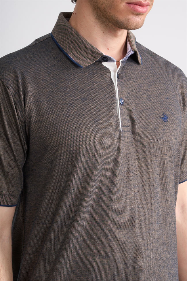 Çetinkaya Mentality 4742 Polo Yaka Regular Düz Pike T-shirt Lacivert - Hardal