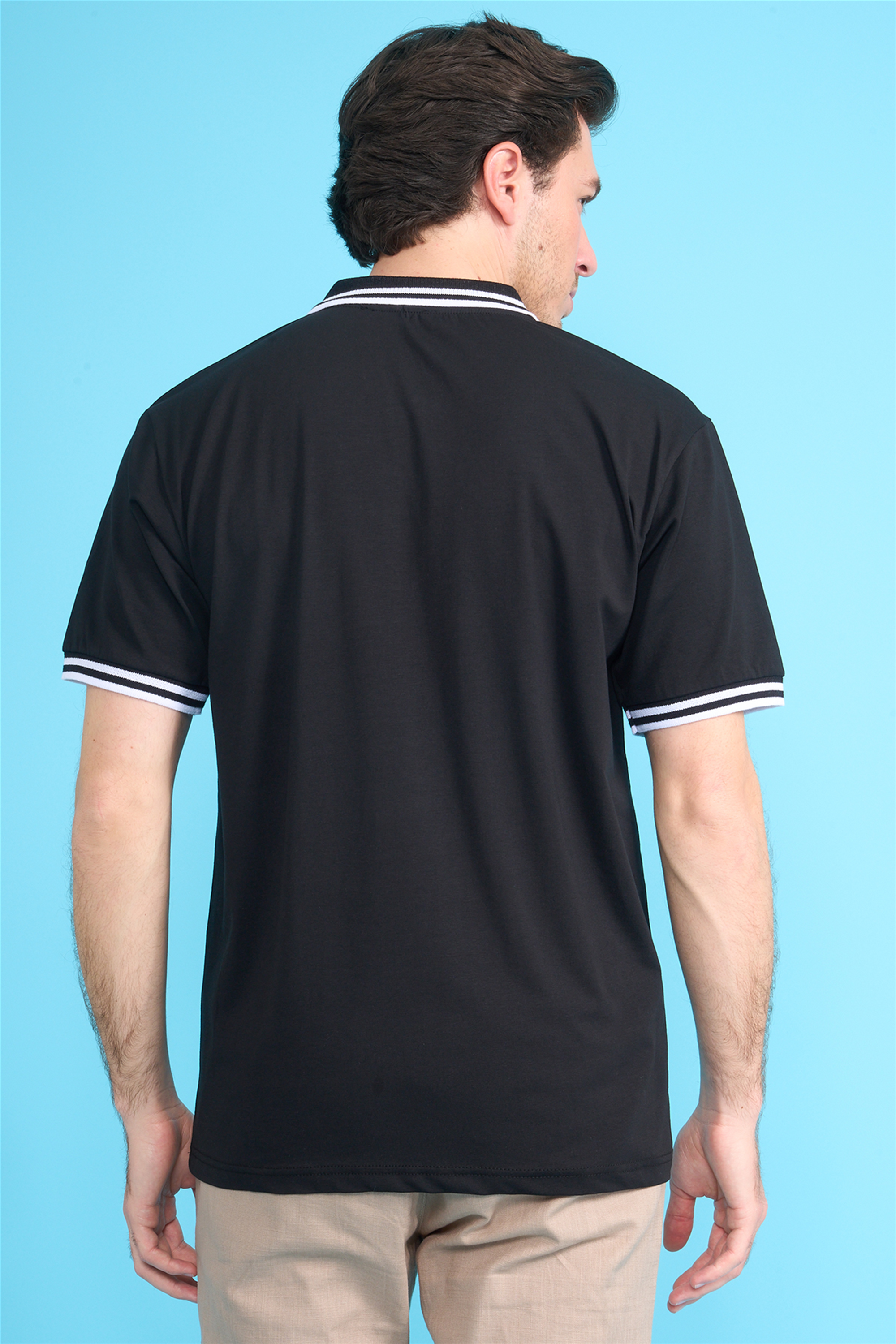 Çetinkaya Mentality 4771 Fermuarlı Polo Yaka Regular 30/1 Penye T-shirt Siyah