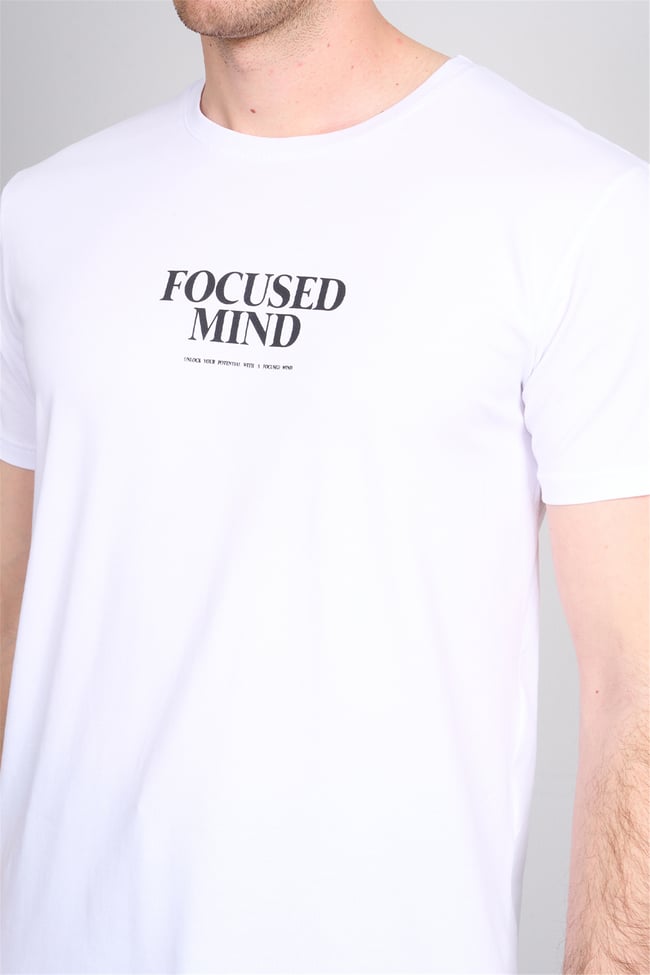 Çetinkaya Mentality 4825 Bisiklet Yaka Regular Baskılı T-shirt Beyaz